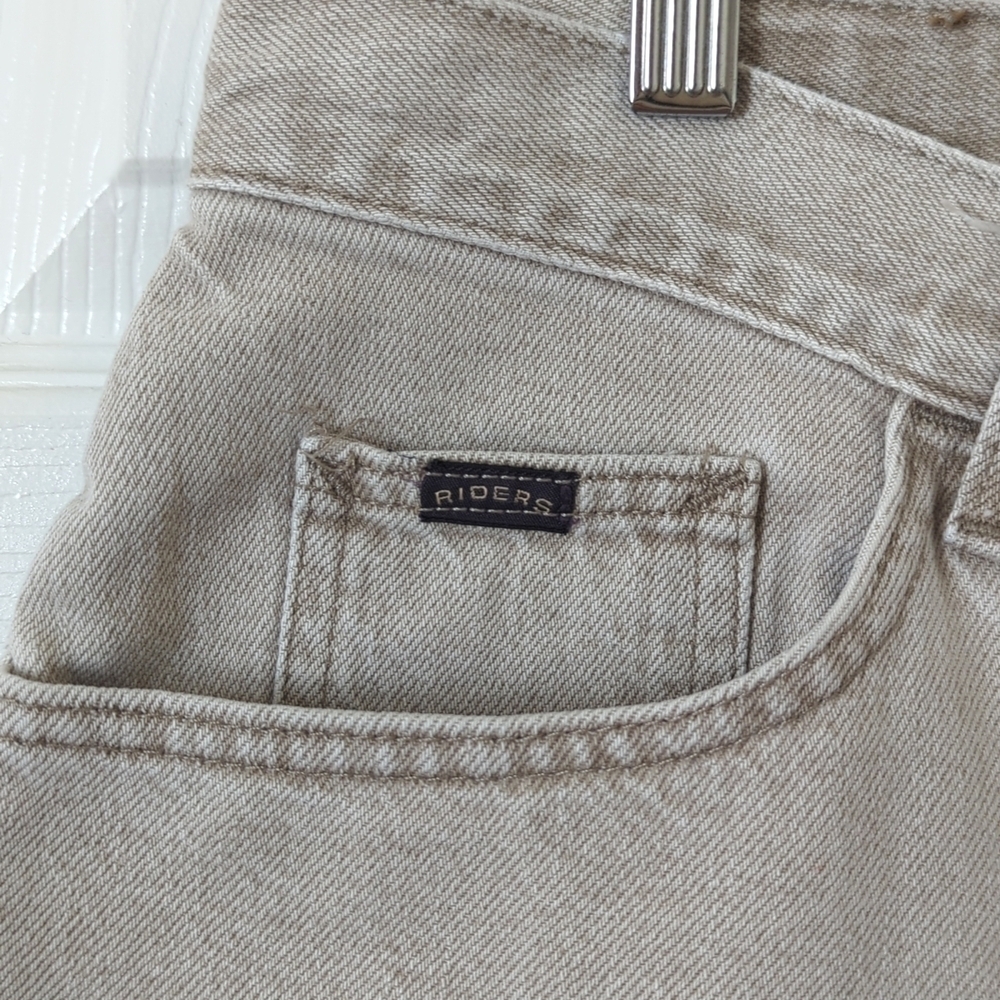 Riders 90's Vintage Classic High Waisted Relaxed Fit Denim Jean Shorts Beige 34 - Picture 7 of 13
